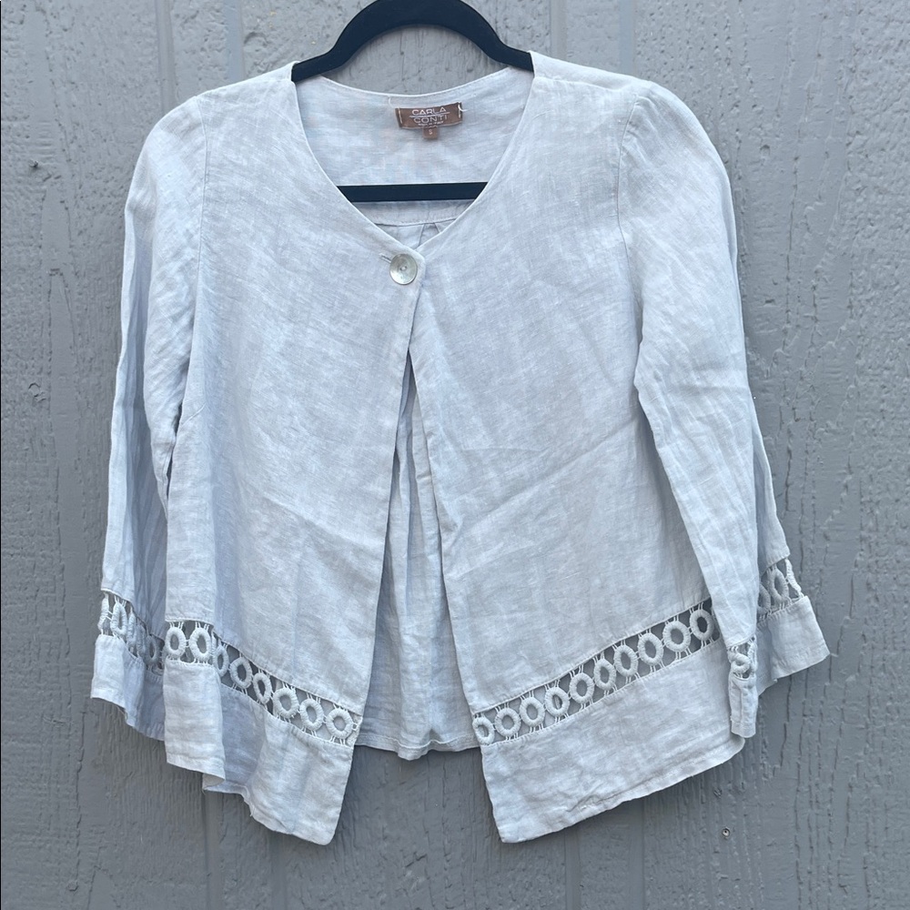 Carla Conti White 100% Linen Women's Top  Size: S